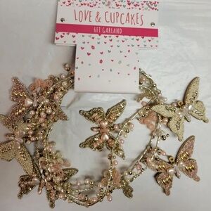 Love & Cupcakes Beaded Garland Butterfly Valentine's Wedding 6 ft. Pearls